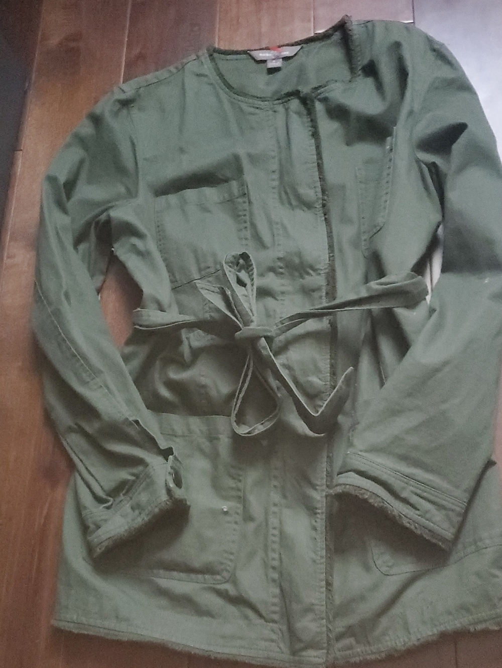 Market & Spruce Olive Green Utility Jacket with Tie Belt Size Medium